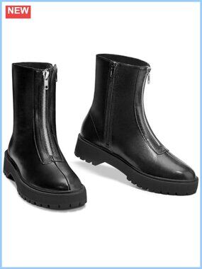 Faux Leather Platform Zipper Chunky Heel Chelsea Ankle Boots